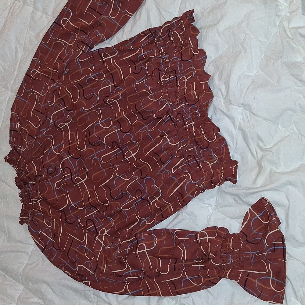 Women's Ruffled Brown Top - Picture 4 of 5